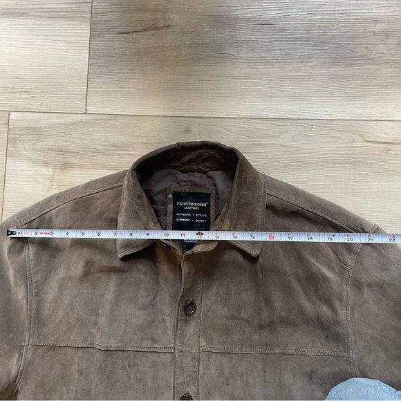 Vintage Pronto Uomo Men's Jacket Button Up Leather Suede Coat Beige Size XXL - Picture 12 of 12